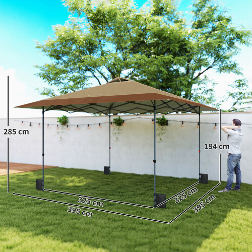 Outsunny Carpa Plegable Beige 395 x 395 x 285 cm 2