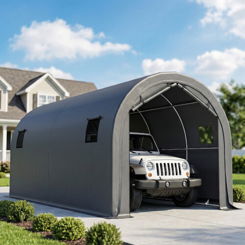 Outsunny Carpa para Garaje Gris 592 x 300 x 276 cm 1