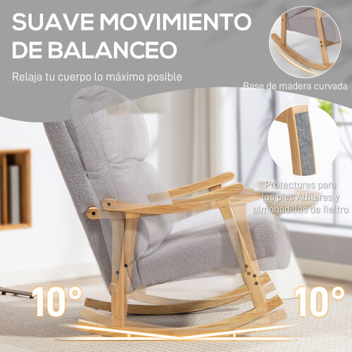 Homcom Silla Mecedora Gris 65 x 90 x 98 cm 2