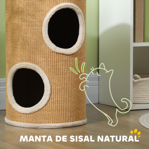 PawHut Barril Rascador Marrón 35 x 35 x 60 cm 2