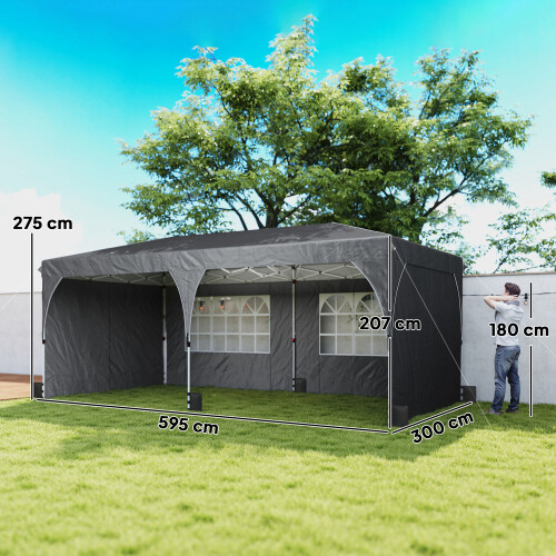 Outsunny Carpa Plegable Gris 595 x 300 x 275 cm 2