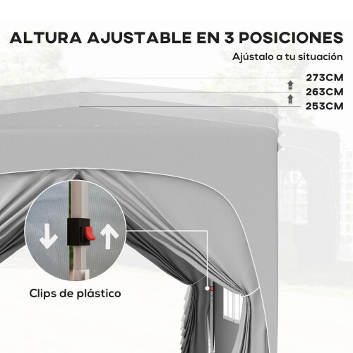Outsunny Carpa Plegable Gris 300 x 300 x 273 cm 2