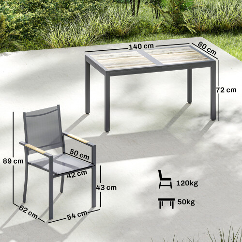 Outsunny Conjunto de Jardín Gris 140 x 80 x 72 cm 2