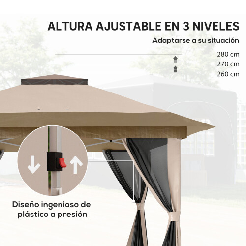Outsunny Carpa Plegable Beige 356 x 356 x 280 cm 2