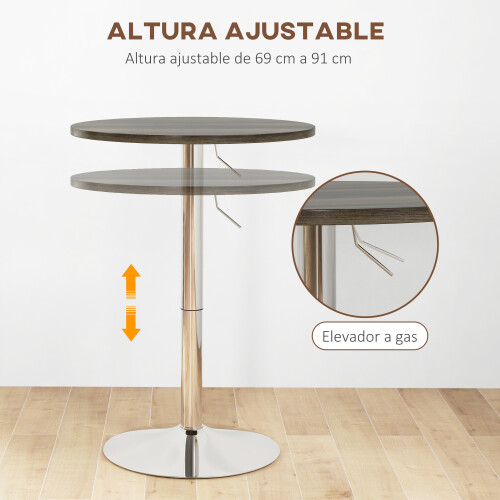 Homcom Mesa Alta Bar Marrón 60 x 60 x 91cm 2