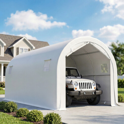 Outsunny Carpa para Garaje Blanco 592 x 300 x 276 cm 1