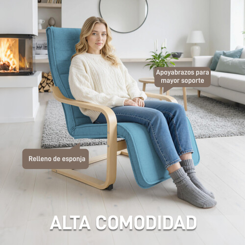 Homcom Butaca de Salón Azul 66.5 x 94 x 100 cm 2