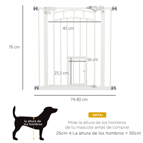 PawHut Barrera de Seguridad Blanco 80 x 4 x 76 cm 2