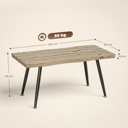 Homcom Mesa de Centro Marrón 100 x 50 x 45 cm 2