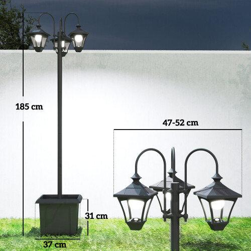 Outsunny Farola Solar Negro 52 x 52 x 185 cm 2