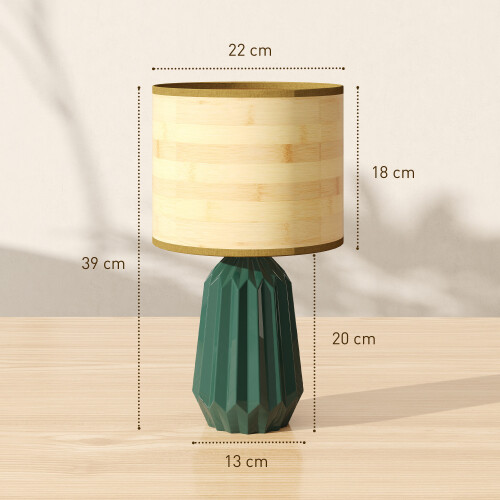 Homcom Lámpara de Mesa verde 22 x 22 x 39 cm 2