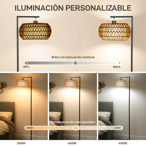Homcom Lámpara de Pie Negro 52 x 33 x 170 cm 1