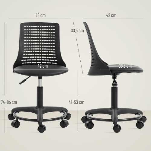 Homcom Silla de Escritorio Negro 43 x 42 x 86 cm 2