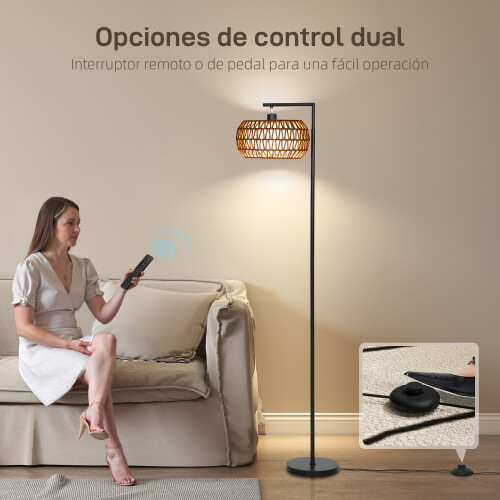 Homcom Lámpara de Pie Negro 52 x 33 x 170 cm 2
