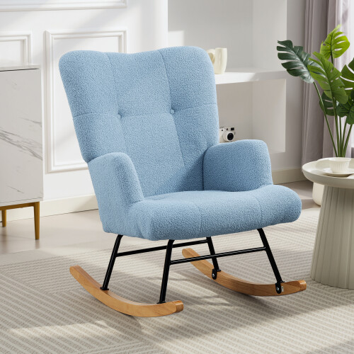 Homcom Silla Mecedora Azul 65 x 88 x 87 cm 1