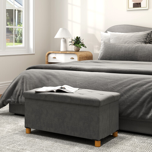 Homcom Banco de Almacenaje Gris 76 x 38 x 38 cm 1