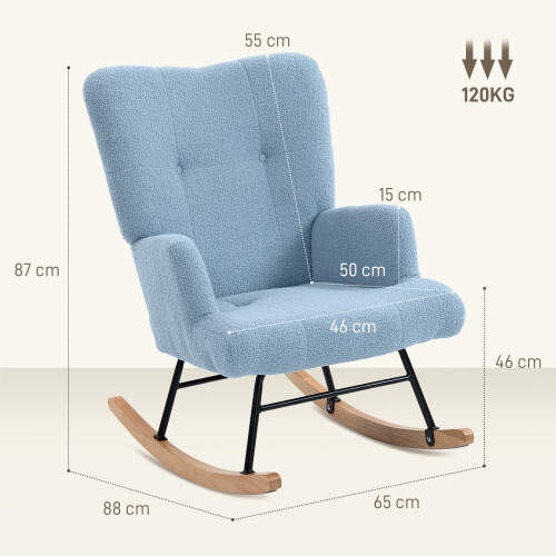 Homcom Silla Mecedora Azul 65 x 88 x 87 cm 2