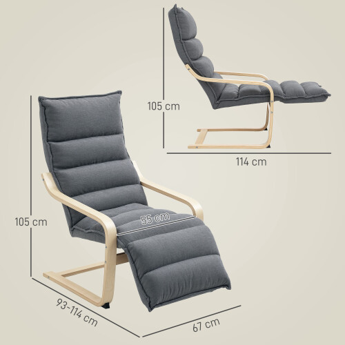 Homcom Sillón de Salón Gris 67 x 114 x 105 cm 2