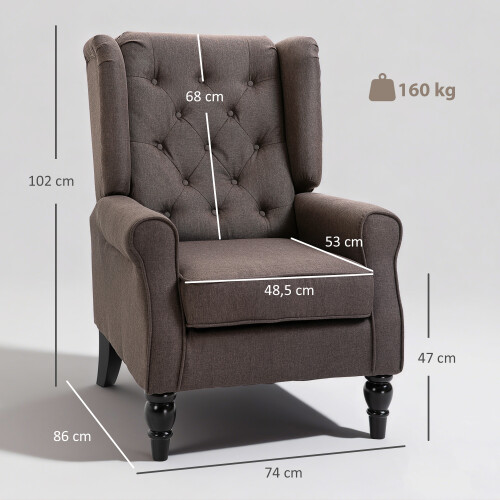 Homcom Butaca de Salón Marrón 74 x 86 x 102 cm 2