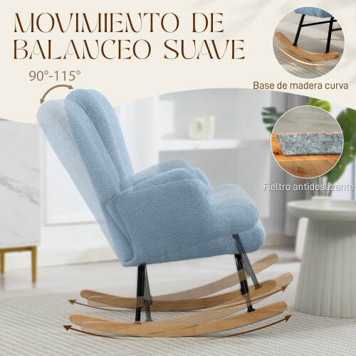 Homcom Silla Mecedora Azul 65 x 88 x 87 cm 2