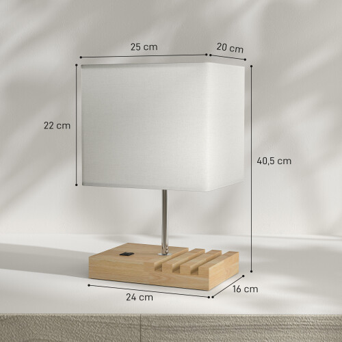 Homcom Lámpara de Mesa Blanco 25 x 20 x 40.5 cm 2