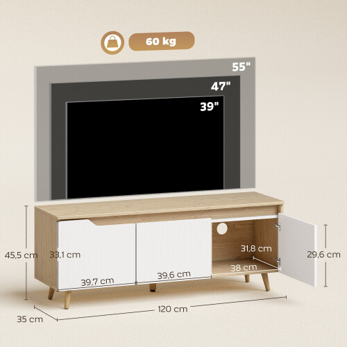Homcom Mueble de TV Marrón 120 x 35 x 45.5 cm 2