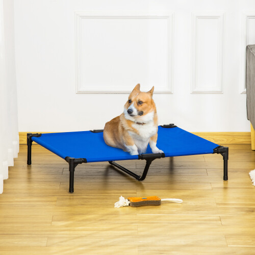 PawHut Cama Elevada Perros Azul 92 x 76 x 18 cm 1