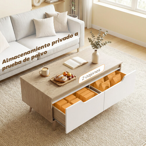 Homcom Mesa de Centro Marrón 100 x 50 x 46 cm 2