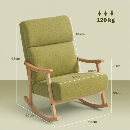 Homcom Silla Mecedora Verde 65 x 90 x 98 cm 2