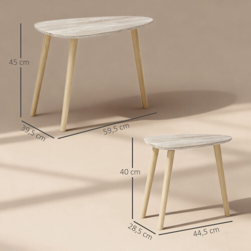 Homcom Mesas de Centro Marrón 59.5 x 39.5 x 45 cm 2