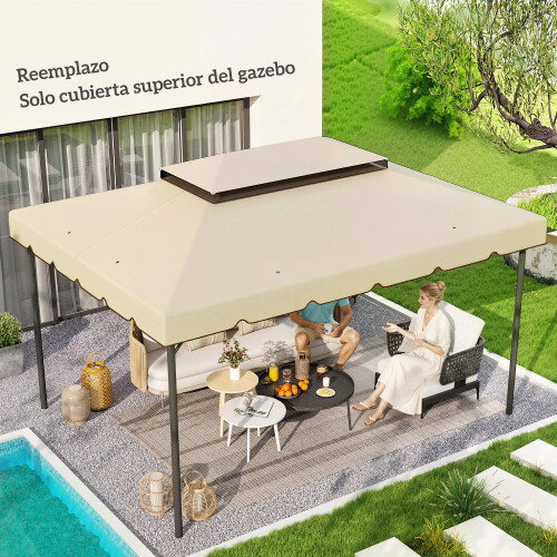 Outsunny Techo de Repuesto Beige 400 x 300 cm 1