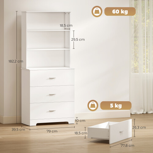 Homcom Estantería para Libro Blanco 79 x 39.5 x 182.2 cm 2
