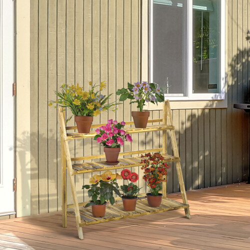 Outsunny Soporte para Planta Marrón 100 x 37 x 93 cm 1