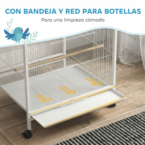 PawHut Jaula para Pájaro Blanco 48 x 46 x 78 cm 1
