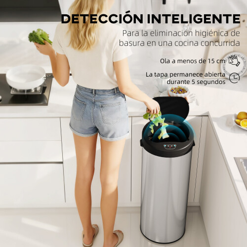 Homcom Cubo de Basura Gris 32 x 30 x 78.5 cm 1