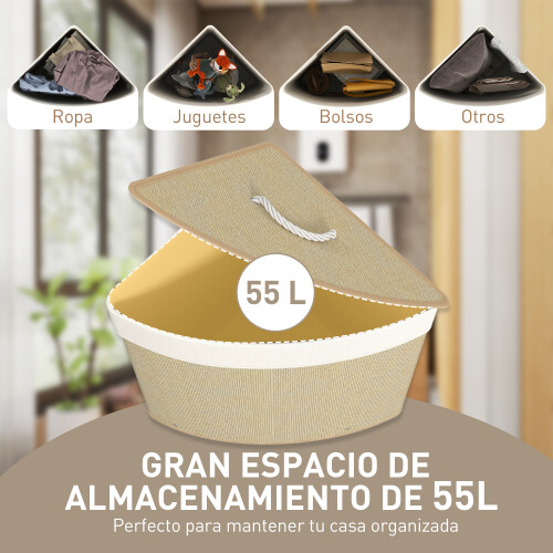 Homcom Cesto Ropa Sucia Beige 35 x 35 x 60 cm 1