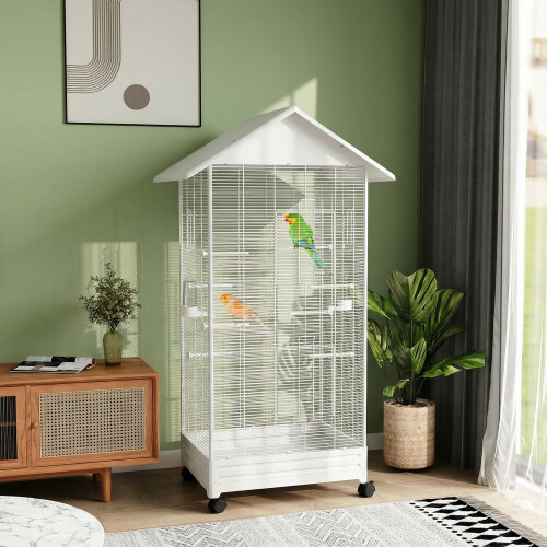 PawHut Jaula para Pájaro Blanco 79 x 65 x 155 cm 1