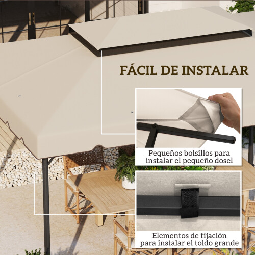 Outsunny Techo de Repuesto Beige 400 x 300 cm 2