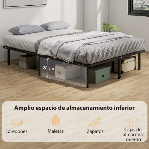 Homcom Estructura de Cama Negro 140 x 190 x 32 cm 1