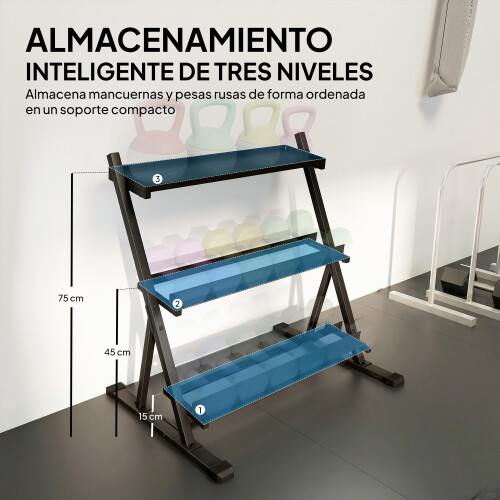 Soporte para Mancuerna Negro 88 x 66 x 88 cm 2