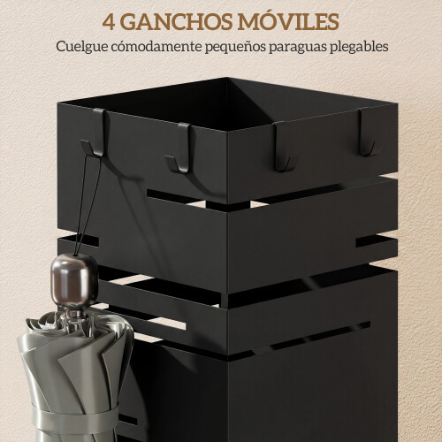 Homcom Paragüero Negro 15.5 x 15.5 x 49 cm 2