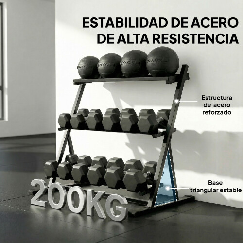 Soporte para Mancuerna Negro 88 x 66 x 88 cm 1