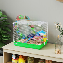Pawhut 2 Tier Hamster Cage Small Animal House w/ Exercise Wheels Tunnel