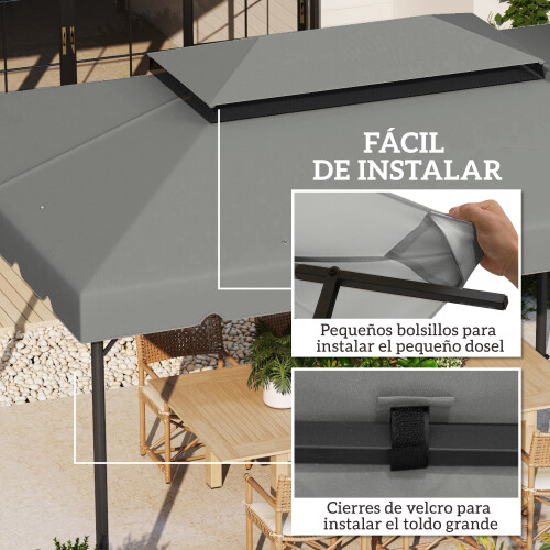 Outsunny Techo de Repuesto Gris 400 x 300 cm 2