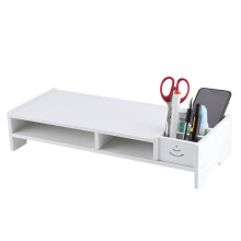 Computer Display Riser Laptop Stand with Storage Organizer, 49x20x10cm, White
