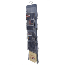 10 Pockets Foldable Wardrobe Organizer Dark Gray 35.5x130cm