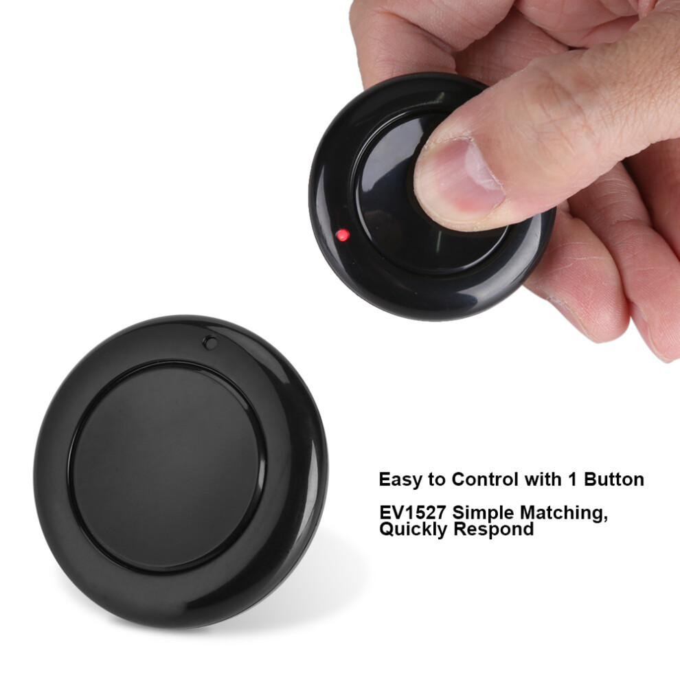 Rf 433Mhz Ev1527 Wireless Remote Round Transmitter 1 Button Black Wall Mount 8491392948919