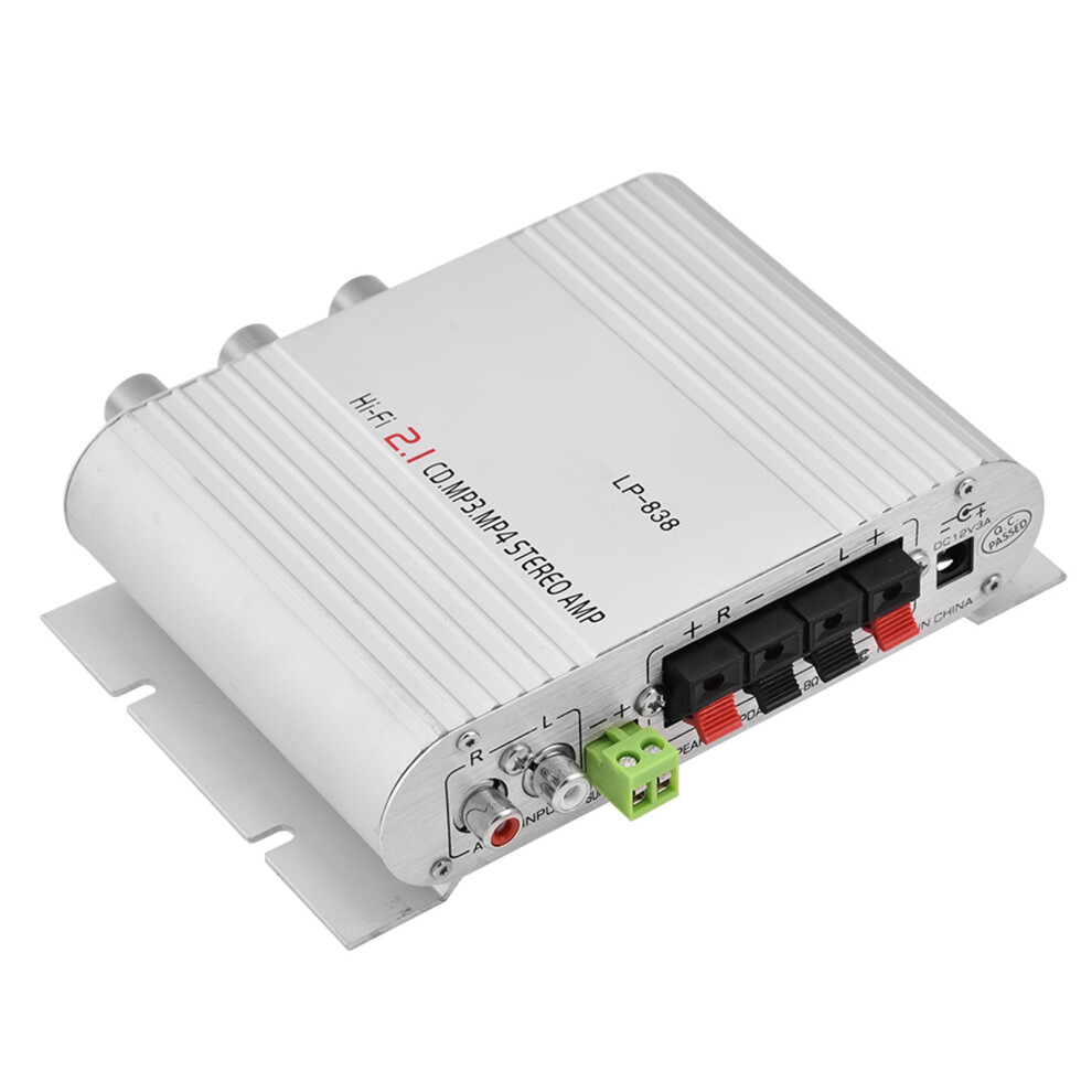 Mini 2.1 Stereo Audio Amplifier 15W X 2 | Compact Car & Home Amp Silver 3411392958164