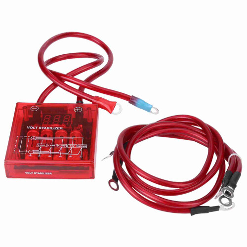 Universal 12V Voltage Stabilizer Regulator Kit with 3 Earth Cables, Red