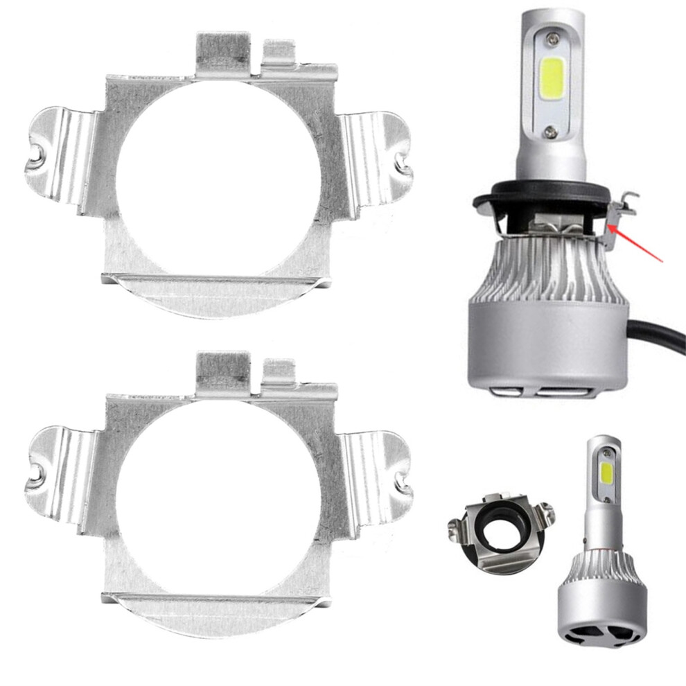 H7 Led Headlight Adapter Retainer Holder For Mercedes-Benz, Ford, Silver 3111392965208